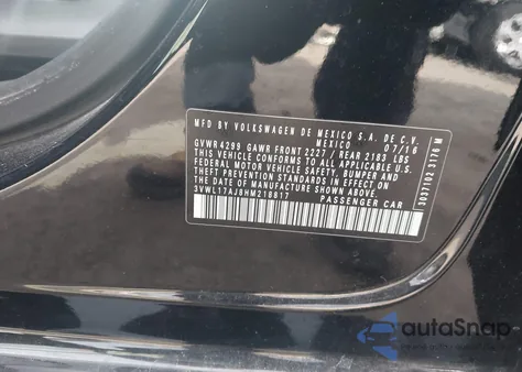 2017 Volkswagen Jetta 1.8T Sel из США, поврежденный, VIN 3VWL17AJ8HM218817